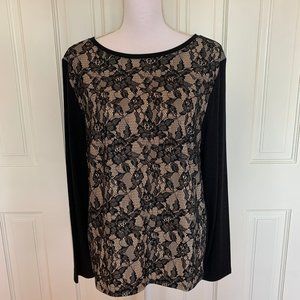 Black Lace Top w Beige Lining